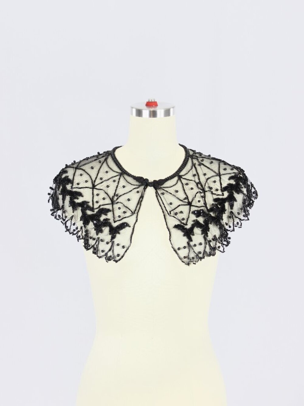 Vintage Black Beaded Sequin Embroidered Tulle Collar